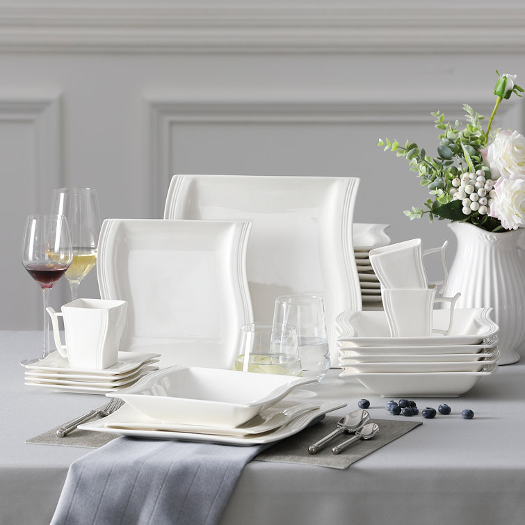 MALACASA Flora Porcelain Dinnerware Set (Service for 6) - On