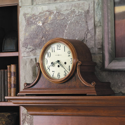 Traditional Analogue Elm Mechanical Tabletop Clock in