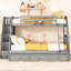 Lit superposé simple gris avec tiroirs. Et matériau en bois de pin. Solution spatiale. Choix de conception polyvalents. Barrière de sécurité sécuritaire. Matelas non inclus dans les tiroirs et la boîte. Fabrication en bois massif durable.