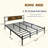 Geissler Metal Bed Frame with Wood Panel Headboard-123834357-123821253