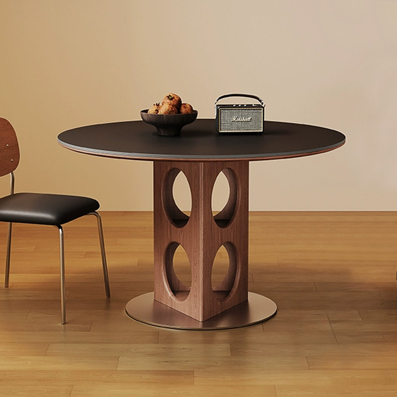 Table de salle à manger noire en pierre frittée, H 29,53 po x L 35,43 po x l 35,43 po