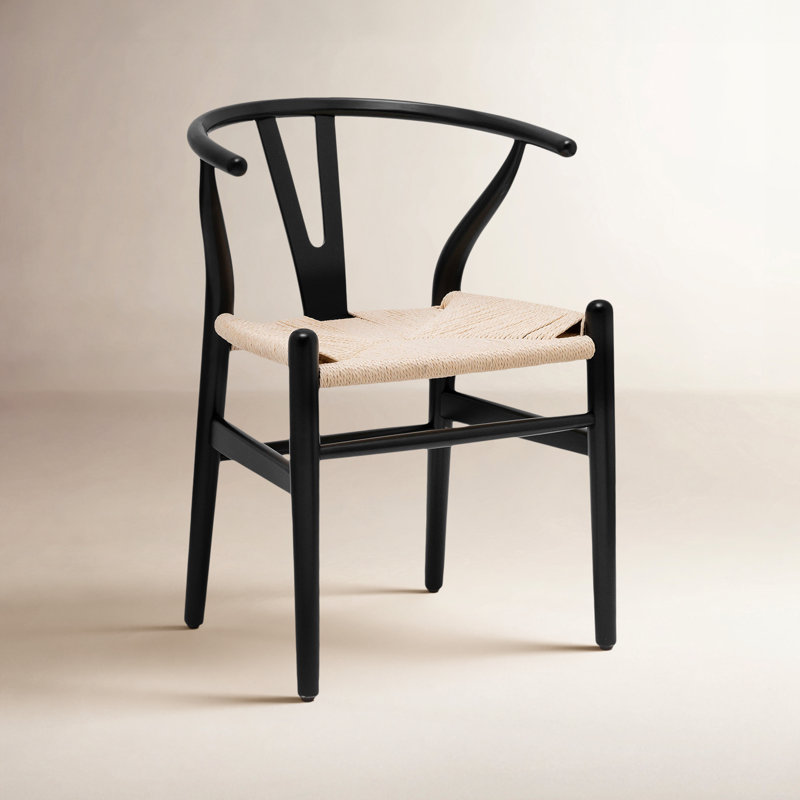 Chaise en bois massif Wyn, Noir / Naturel, 1