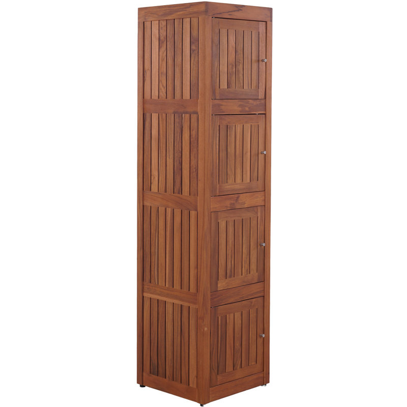 Sula Three-Level Teak Tower Floor Cabinet