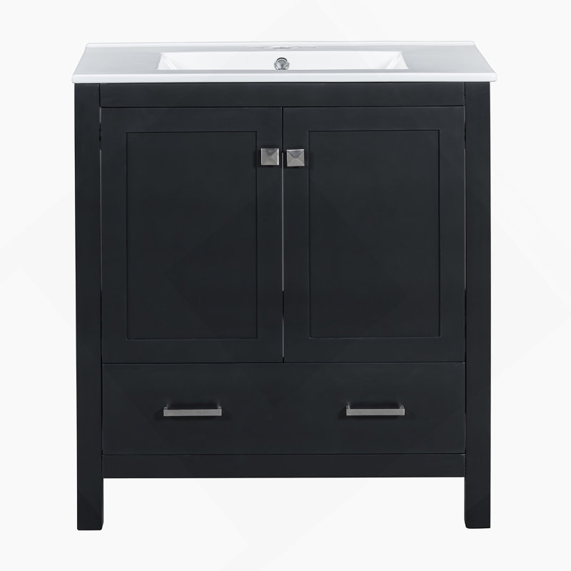 Meuble-lavabo noir 30 po avec lavabo simple et armoire encastrée Combo