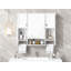 Armoire de rangement murale moderne 35 po x 28 po, armoire de salle de bain murale avec miroir, armoire à pharmacie avec barre à serviettes-1703002421