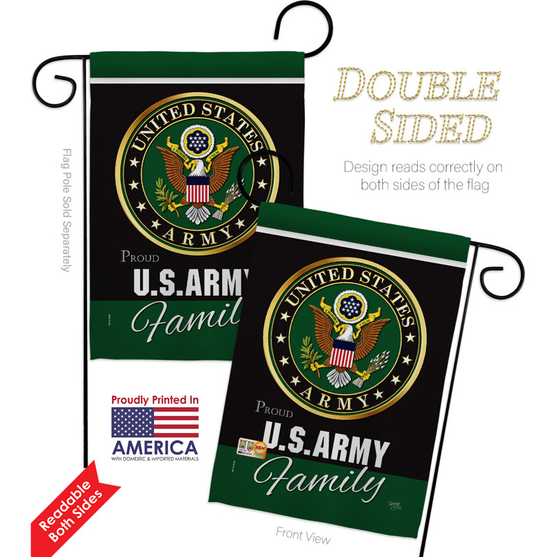 Ensemble de 2 drapeaux de jardin à impressions familiales en polyester de 2 côtés pour l’armée