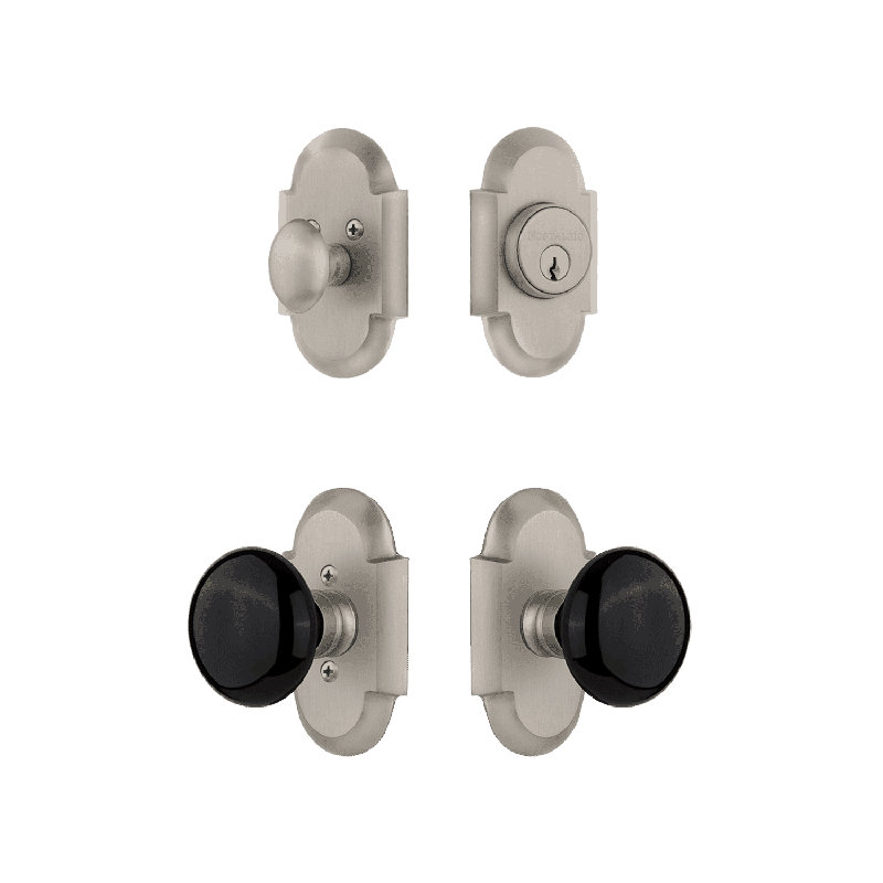 Nostalgic Warehouse Cottage Entry Set with Brown Porcelain Knob, 2.75", White/Timeless Bronze