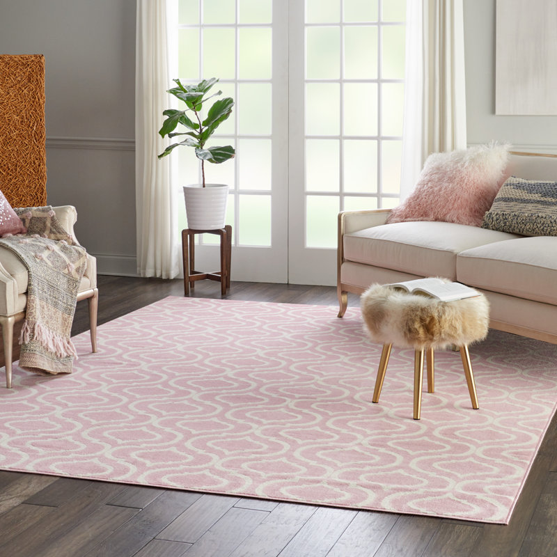 Tapis rose / ivoire à motif géométrique Kardinya, Rectangle 5 pi 3 po x 7 pi 3 po