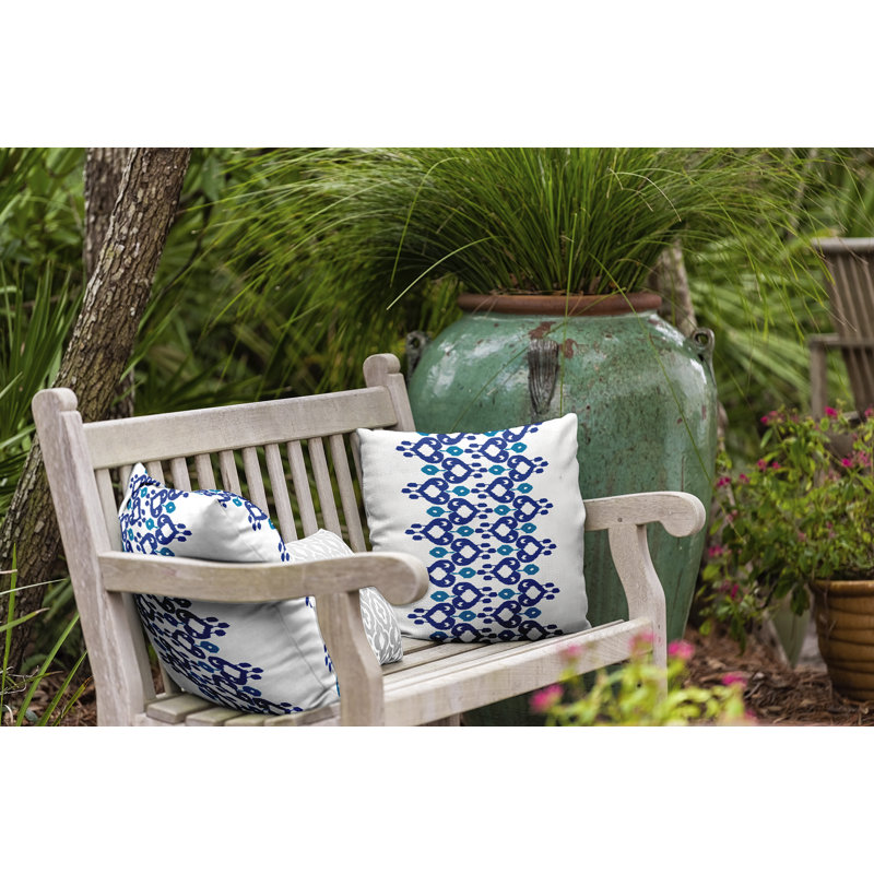 Housse de coussin d'extérieur carré Boho Chic, 18 po x 18 po, Bleu / bleu sarcelle