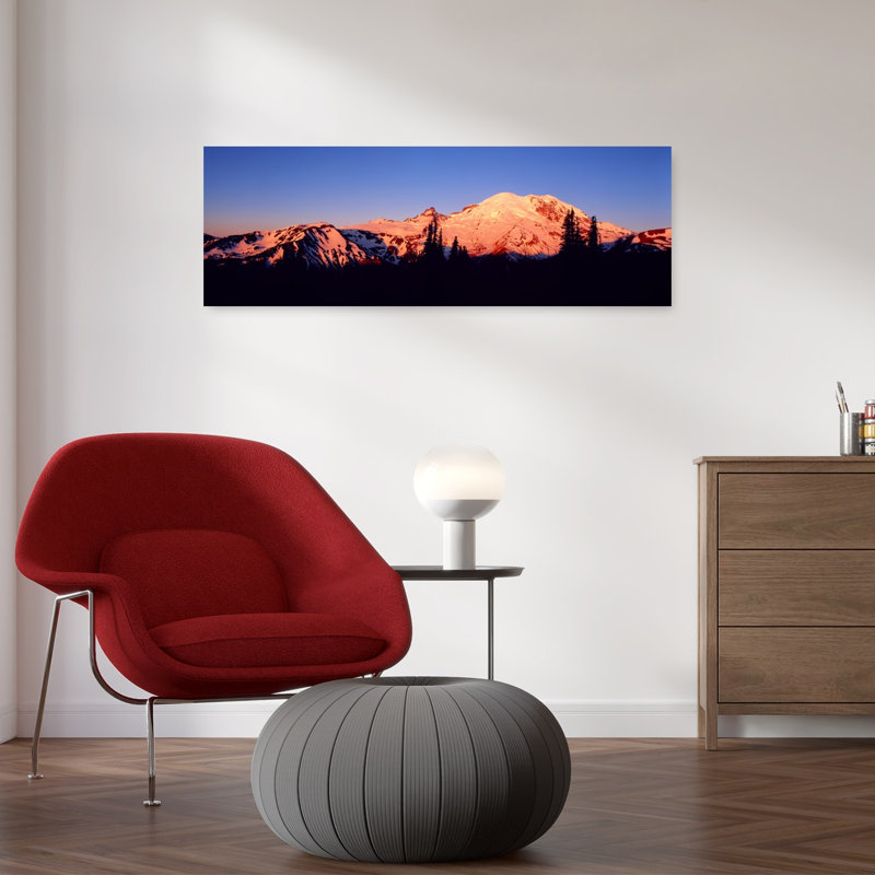 Sunset Mount Rainier Seattle WA 1 Piece Wrapped Canvas Panoramic Wall Art, 30.48 cm H x 91.44 cm W