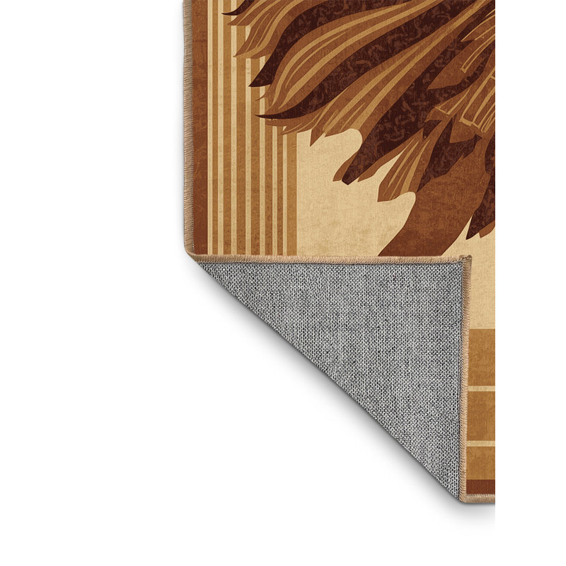Machine Washable Kareem Spartan Warrior Athlete Traditional Vintage Look Rug in Brown – LightBrown Binding, 2x5