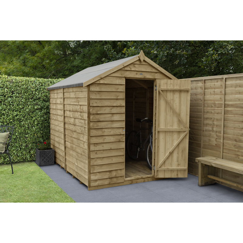 6 ft. W x 8 ft. D Solid Wood Overlap Apex Garden Shed, No