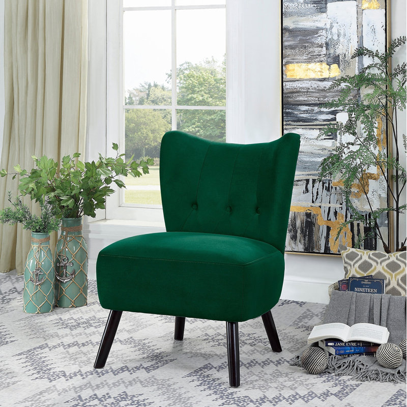 Fauteuil d'appoint en velours capitonné, Vert
