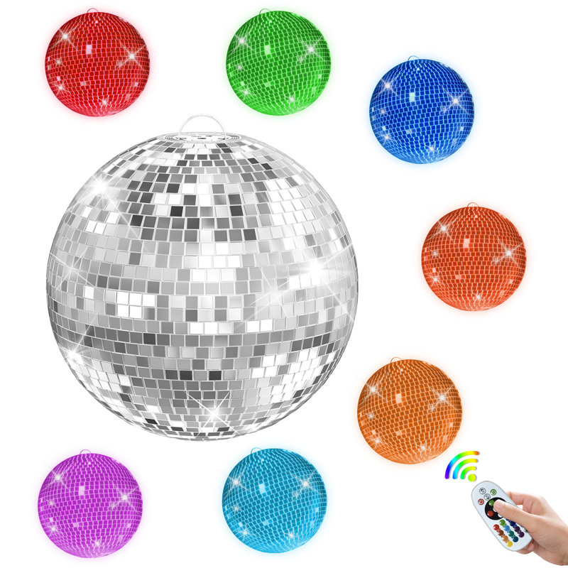 Large Disco Ball, Big Hanging Mirror Ball, Lightning Ball Ornaments with Hanging Ring for DJ Club, Stage, Bar, Wedding, Events, Dance Party Decor