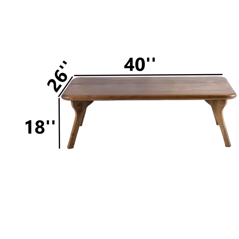 Handmade Walnut Solid Wood Coffee Table, 18" H x 40" L x 26" W