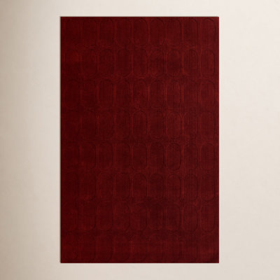 Mazzi Burgundy Hand-Loomed Geometric Wool Rug