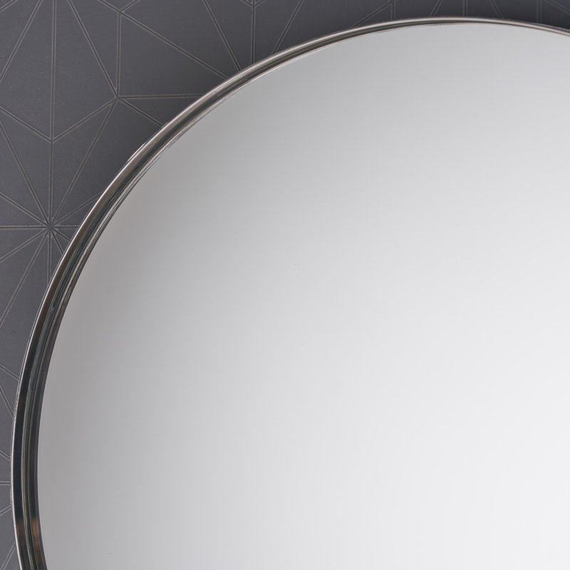 Miroir rond en aluminium pour hommes, Noir, 30 po x 30 po