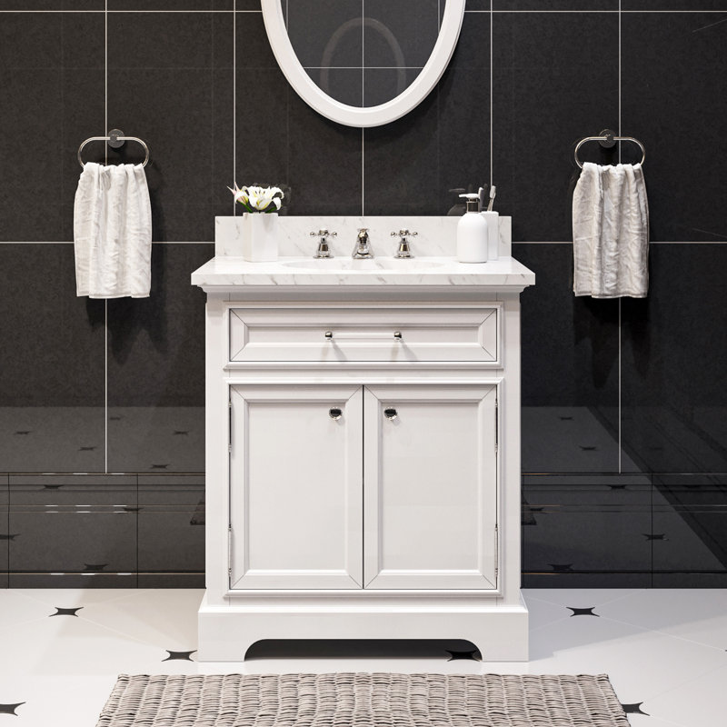 Meuble-lavabo simple 30 po Goyette, Blanc, 30"