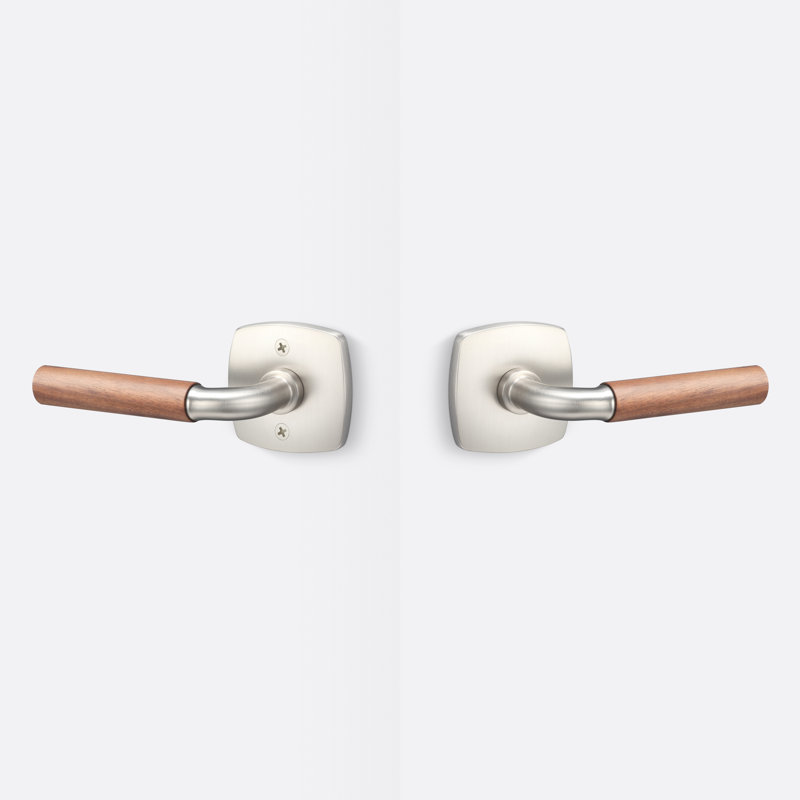 Forma Passage Rosette In Polished Chrome, Walnut Grip, Satin Nickel/Walnut