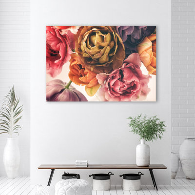 Colourful Flowers Bouquet - Wrapped Canvas Art Print