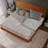 Gazelle Solid Wood Bed Frame with Artistic Patterned Headboard-43895574-22884379