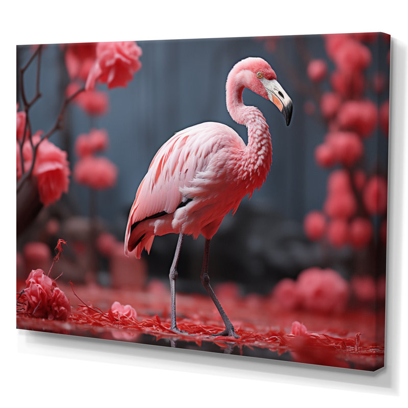 Flamant rose élégant - imprimé, Toile tendue, 24" H x 32" W