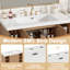 Meuble-lavabo mural 42 po avec comptoir d'évier - Armoire flottante moderne en bois aggloméré, finition bois, 2 portes, 6 compartiments ouverts