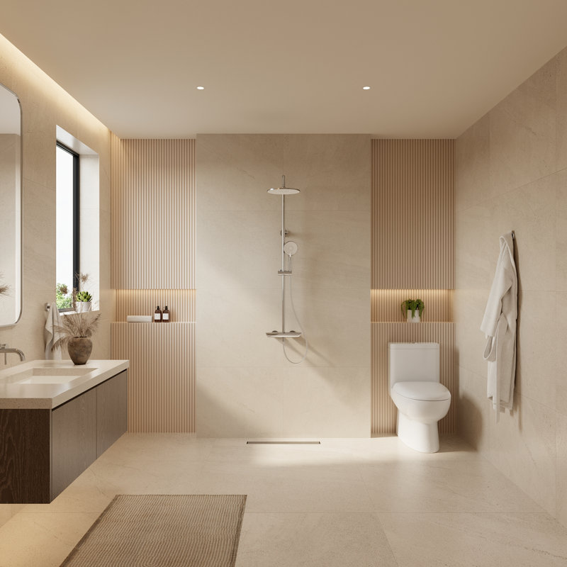 Thermostatic Shower System with Rain Shower, Chrome, Chrome