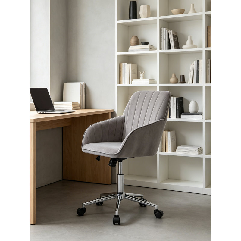 Adjustable Ergonomic Swivel Office Chair, Comfortable Desk Chair With Lumbar Support For Home & Bedroom, Gray