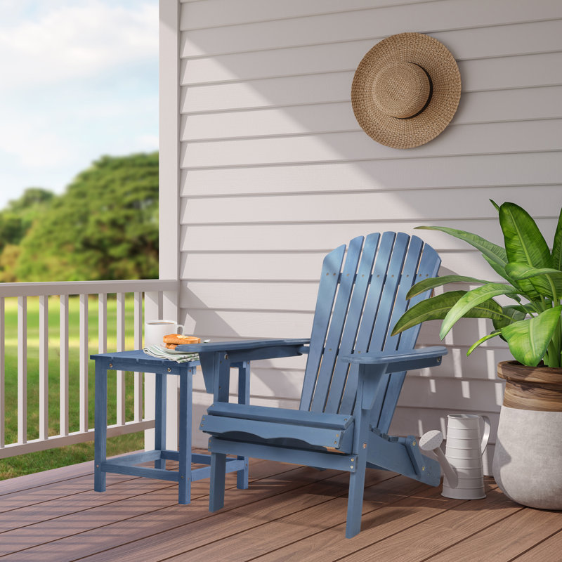 Chaise Adirondack pliante en bois massif Gaimo, Bleu très foncé