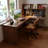 Nut-brown L-Shaped Solid Wood writing desk-118509563-118509566