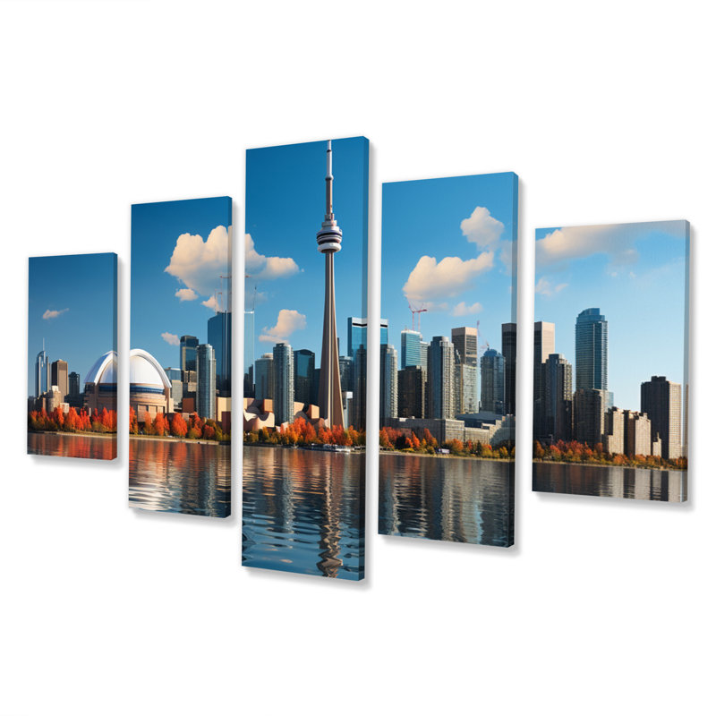 «Torontos Skyline Is In Context» - art mural sur toile City Toronto - 5 panneaux