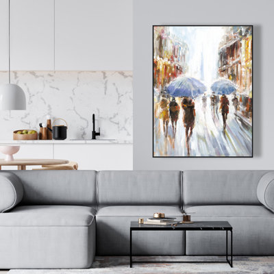 Pluie abstraite dans la ville | Décoration moderne sur toile encadrée