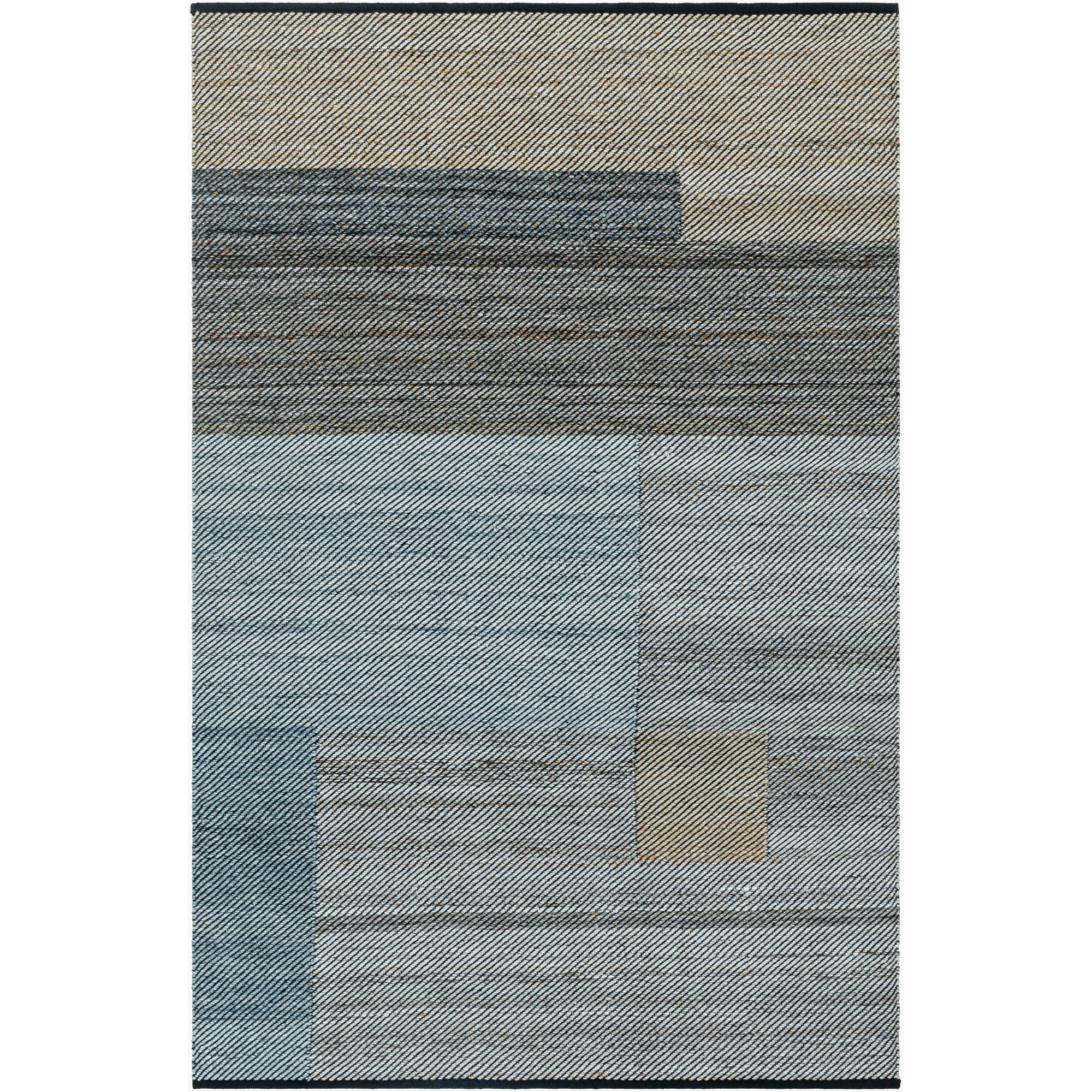 Rectangle Campbelle Patchwork Hand Woven Flatweave Recycled P.E.T. Indoor/Outdoor Area Rug in Gray, Rectangle 10' x 14'