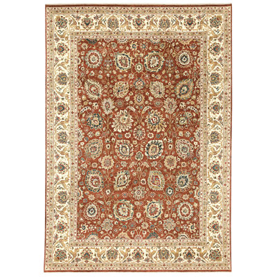 Hand Knotted Wool Area Rug in Wine And Ivory