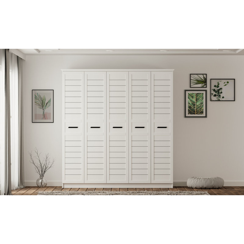 Santos 5 Door Manufactured Wood Wardrobe, 184cm H x 175cm W x 52cm D