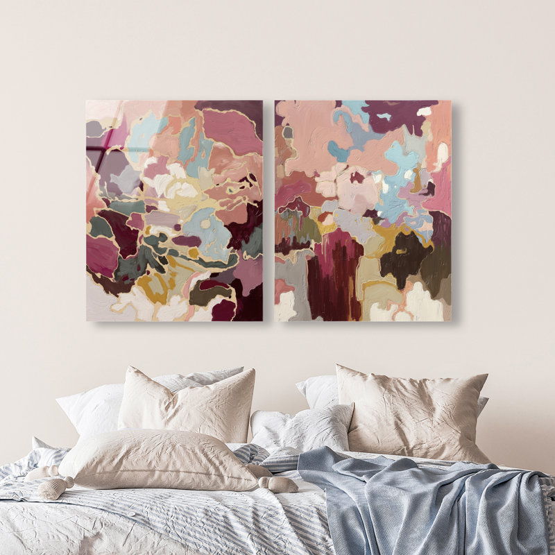 Ruby Lovers Set High-Gloss Frameless Acrylic Glass Wall Art Abstract Print by Oliver Gal, Ready to Hang, 16 x 20, 30"H x 36"W