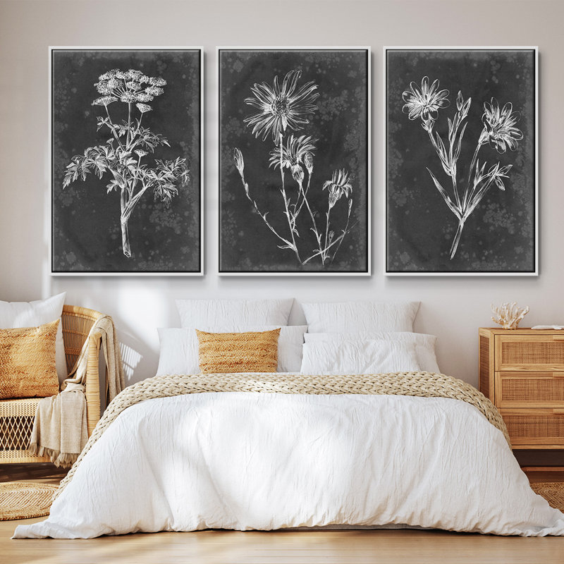 Ardoise florale II, 3 pièces, Blanc, H 40 po x l 78 po