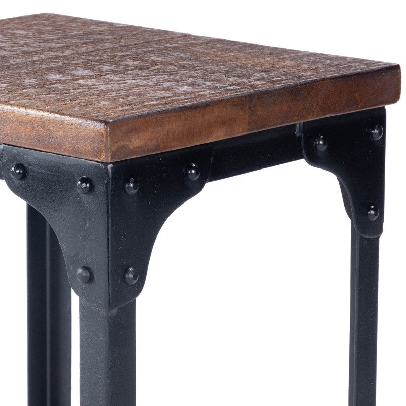 Grimsley Wood & Iron Pedestal Stand, Dark Brown