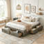 Lit plateforme avec 6 tiroirs de rangement-131208459-131208460