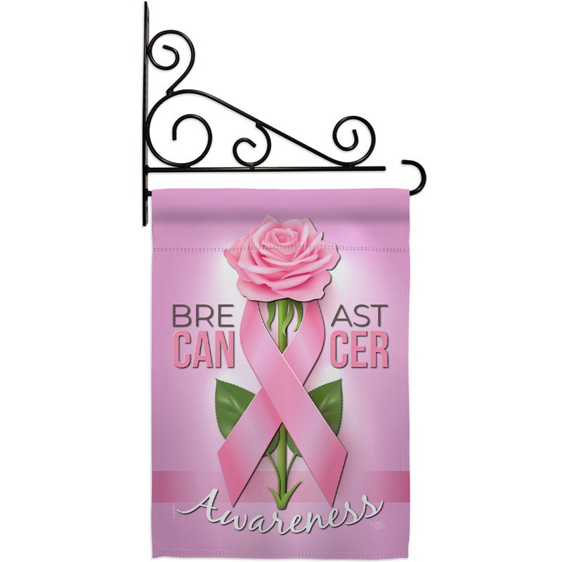 Cancer du sein 2 faces : polyester 19 x 13 po Ensemble de drapeaux