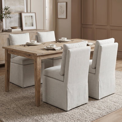 Chaise de salle à manger moderne de 19 po de large beige avec dossier rembourré
