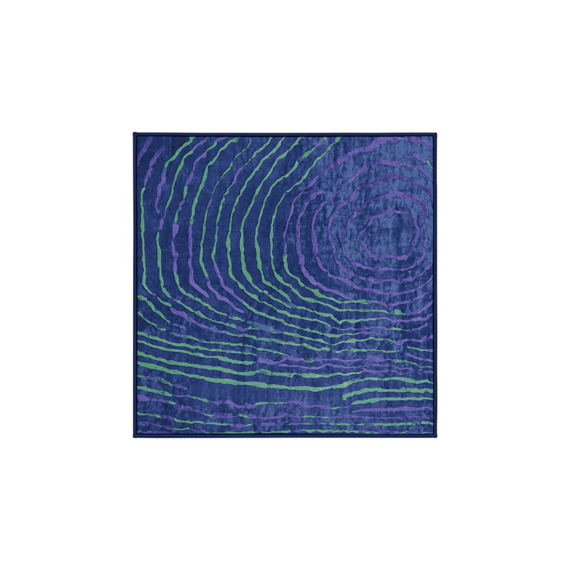 Tapis bleu lavable à la machine, Carré 6 pi