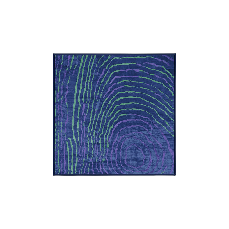 Tapis bleu lavable à la machine, Carré 4 pi
