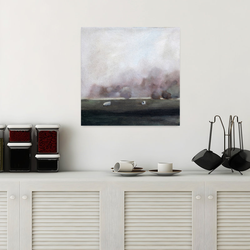 «Sheep in A Quiet Field Abstract Contemporary Landscape Nature», art mural, H 18 po x l 18 po