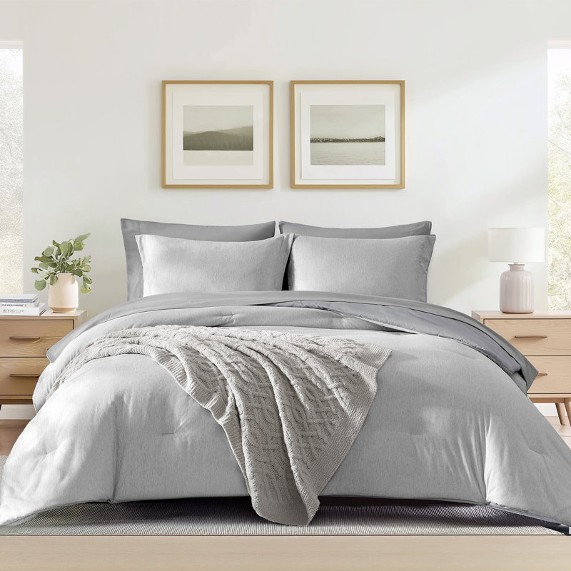 Cationic Comforter Set 7PC, Gray, Full Comforter + 6 Additional Pieces