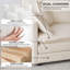 Chaise longue rembourrée avec repose-pieds assorti et coussins moelleux, blanc crème