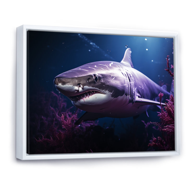 " Oceans Purple Ghost Shark Photography ", 34" H x 44" W x 1.5" D, White Floater Framed