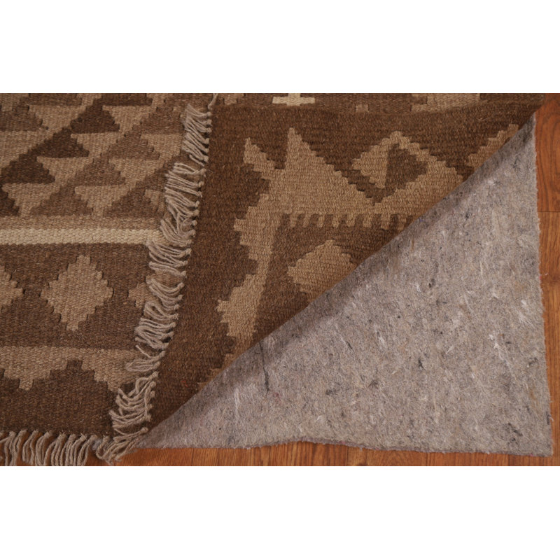 Brown Wool Kilim Reversible Area Rug 7x10