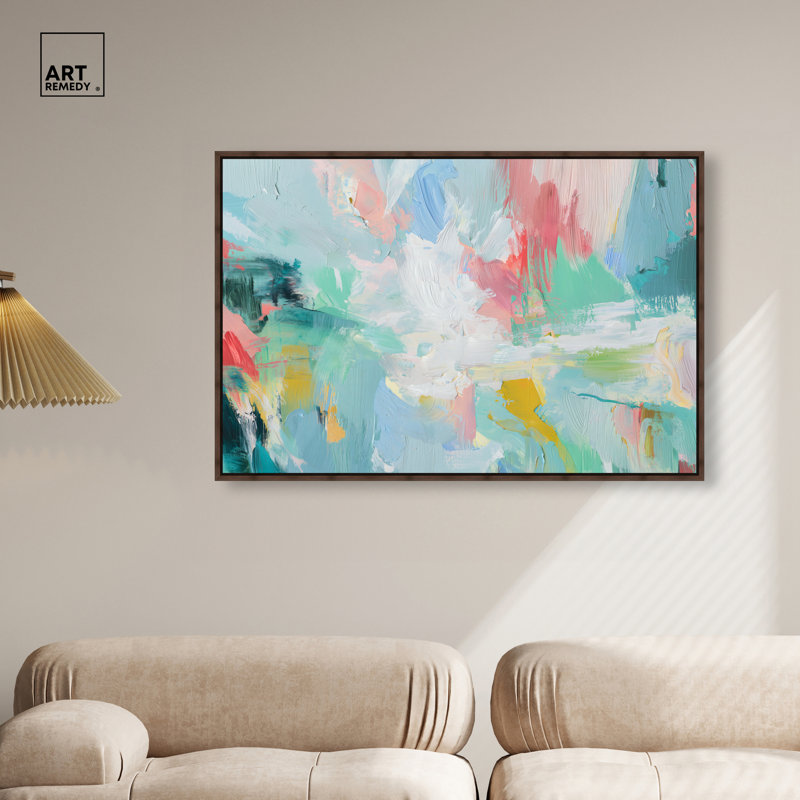 «Spring Mosaic I», reproduction d'art acrylique encadrée par Art Remedy, cadre noir, 45 x 30, H 31 po x l 46 po